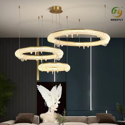Dormitorio moderno postmoderno del LED Ring Chandelier Clear Amber For